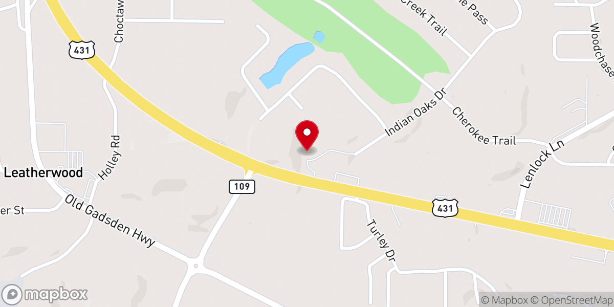 Map showing location of Saks Baptist Church