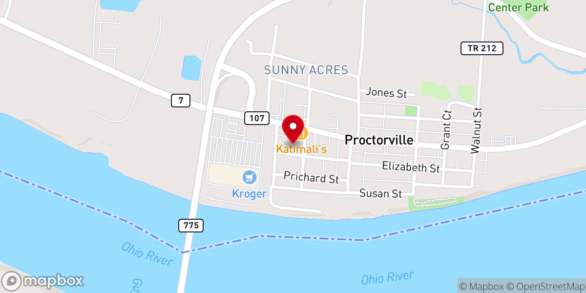 Map showing location of Proctorville