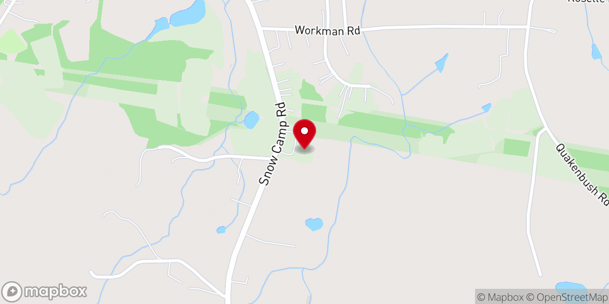 Map showing location of Snow Camp Baptist Church