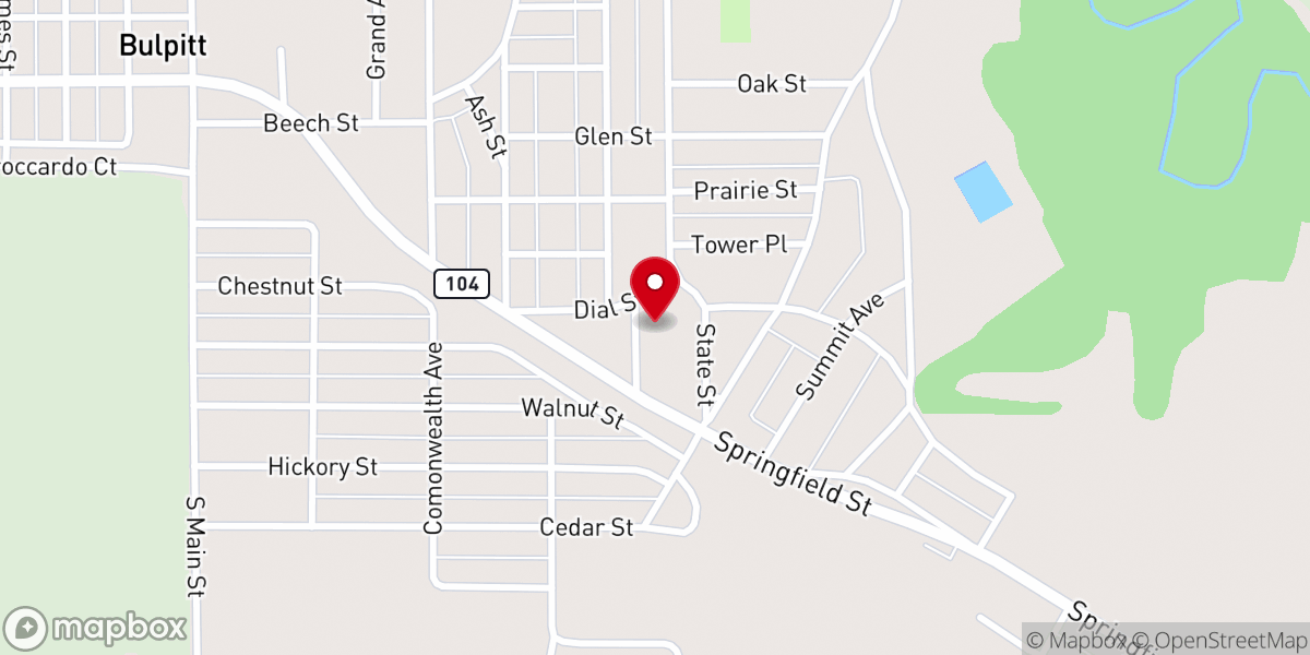 Map showing location of Kincaid Church of God