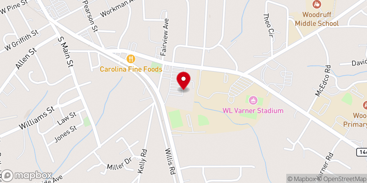 Map showing location of Woodruff Plaza Shopping Center