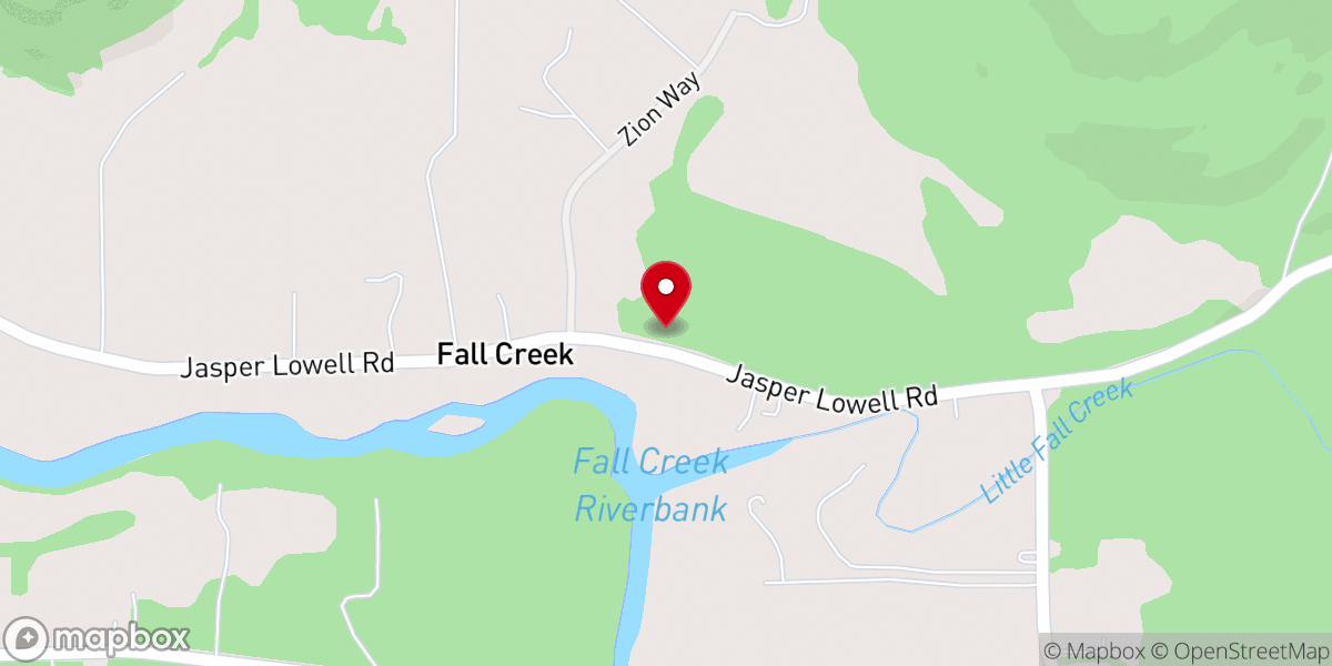 Map showing location of Fall Creek Christian Church