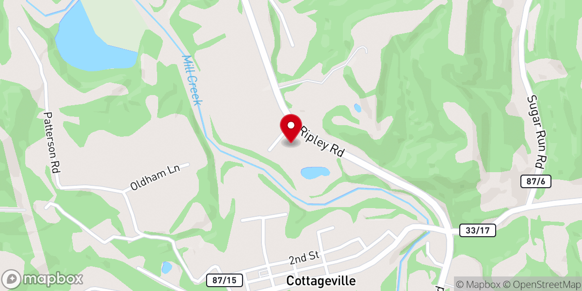 Map showing location of Millsite Baptist Church