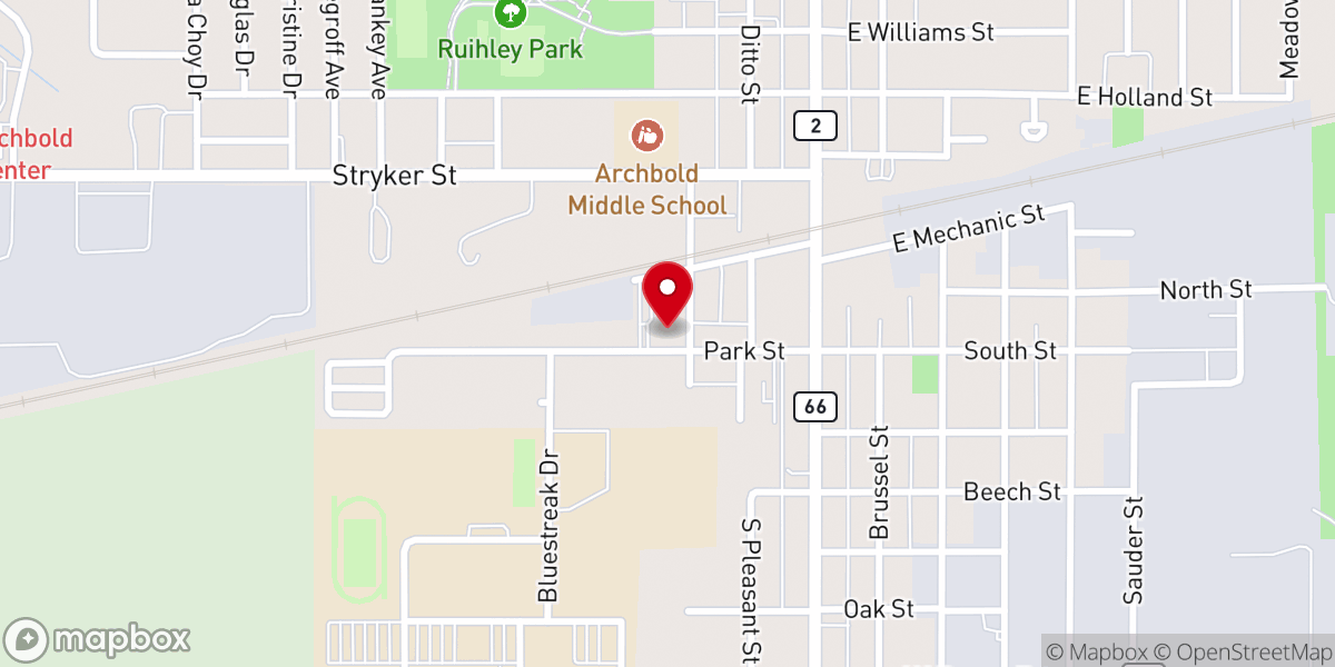 Map showing location of Assembly of God Archbold