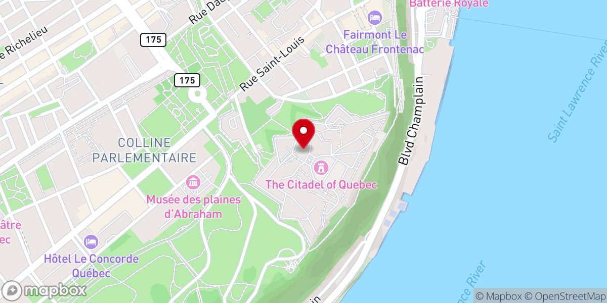 Map showing location of Musée Royal 22e Régiment