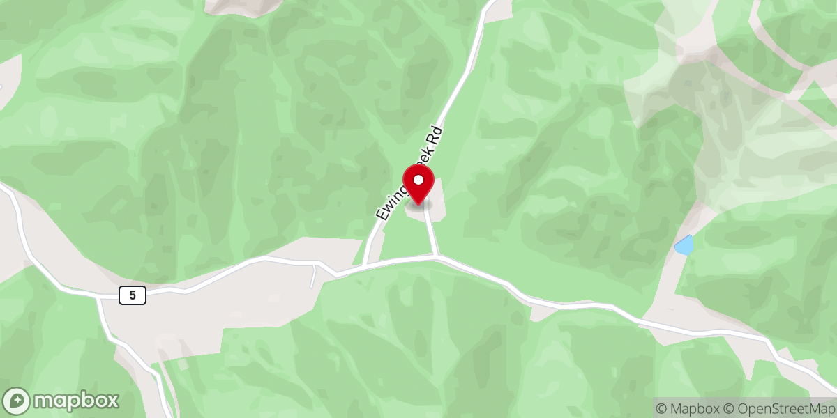Map showing location of Ewing Creek Community Church