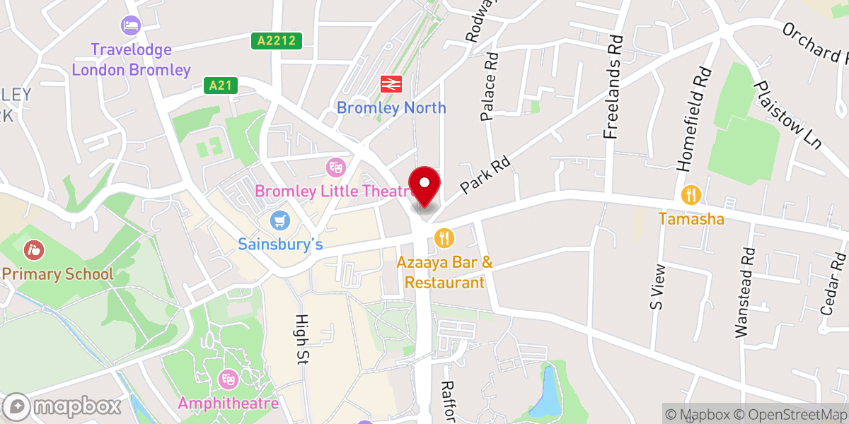 Map showing location of Bromley Baptist Church