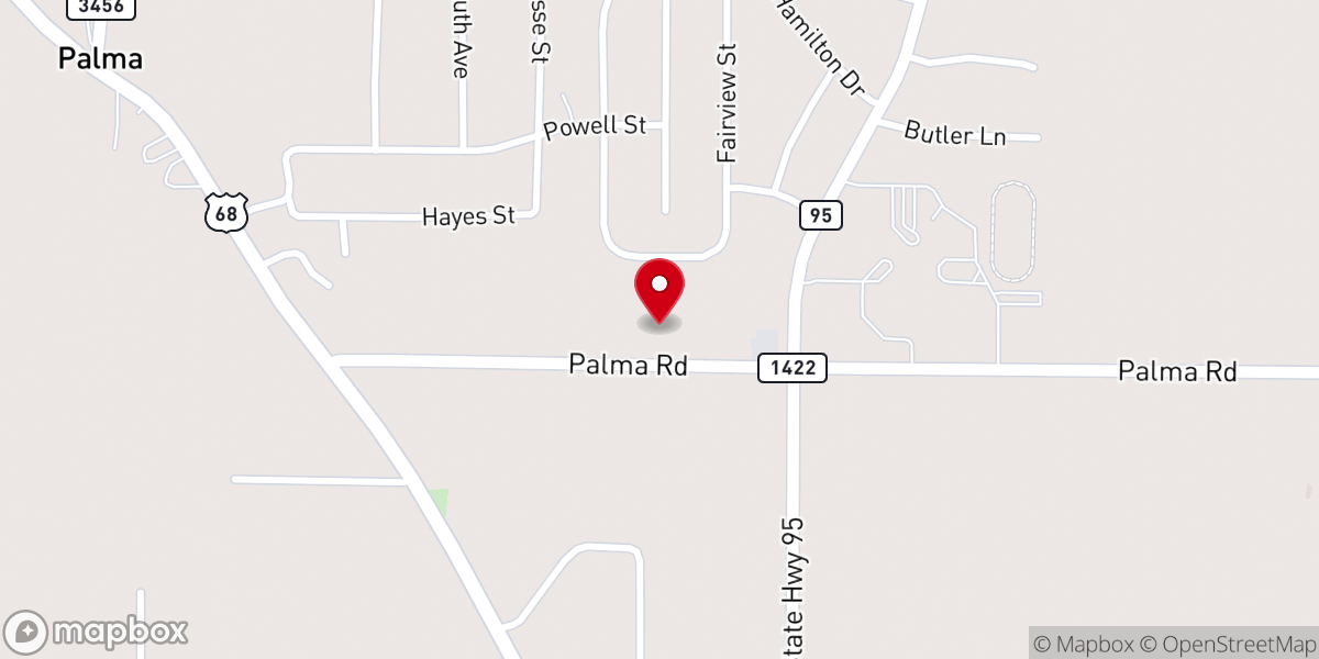 Map showing location of North Marshall church of Christ