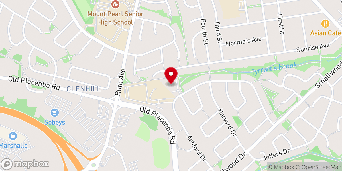 Map showing location of Salvation Army Mount Pearl Citadel ✝️