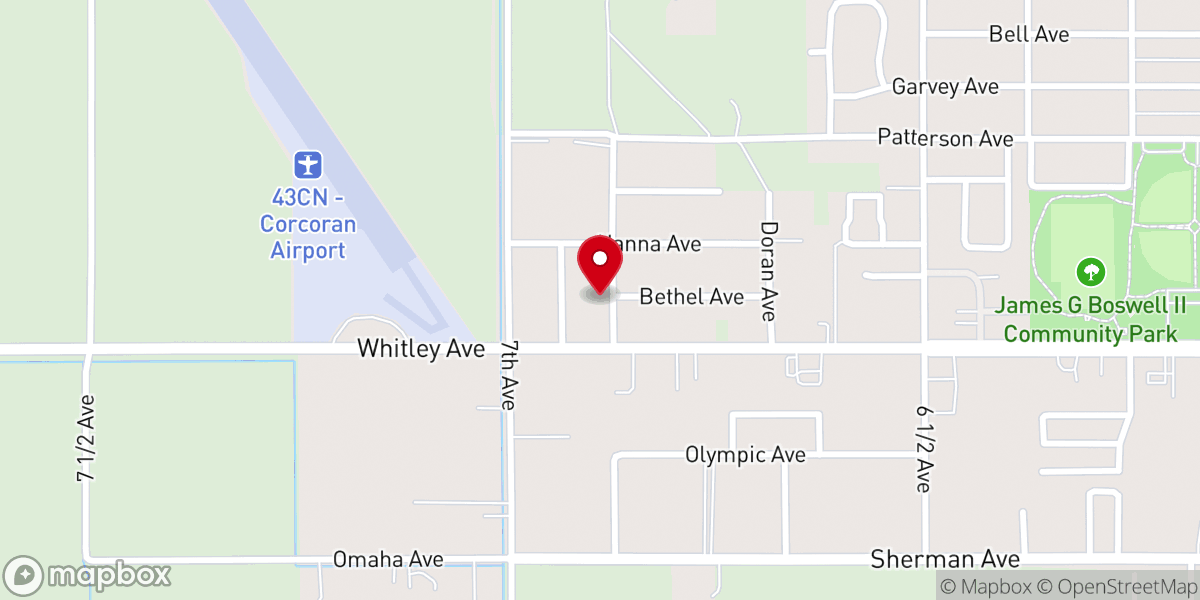 Map showing location of Corcoran Post No 6358 Veteran