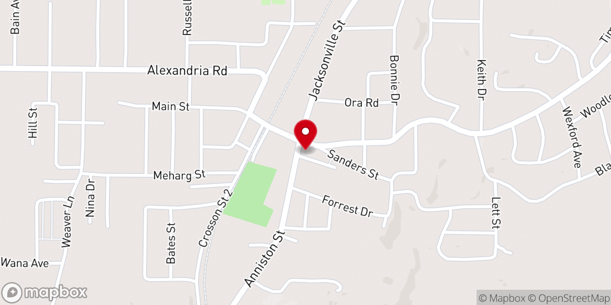 Map showing location of Weaver First United Methodist Church