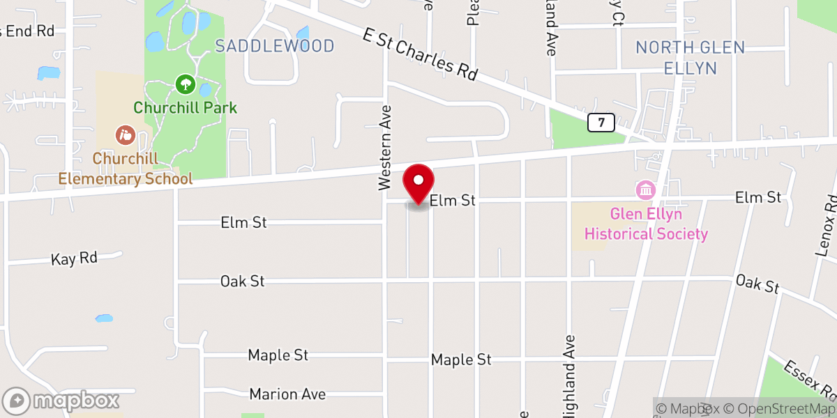 Map showing location of Dupage County Church of Christ