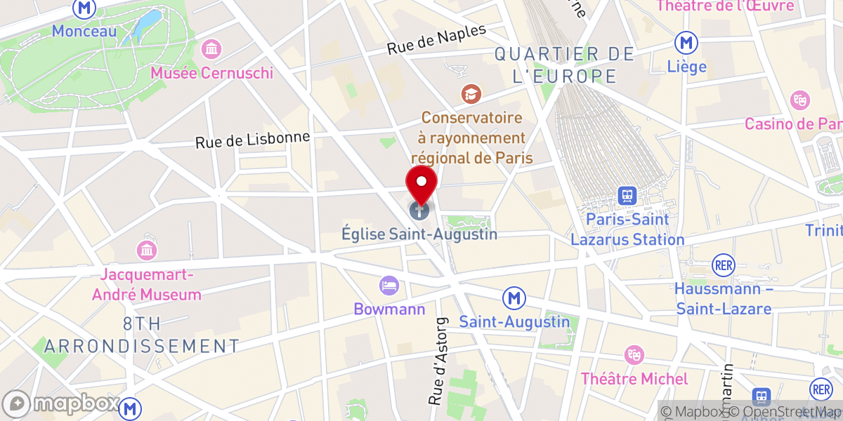 Map showing location of Église Saint-Augustin