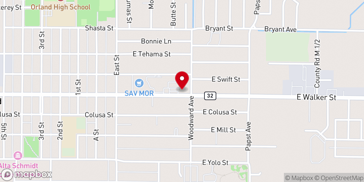 Map showing location of Grace Church of Orland