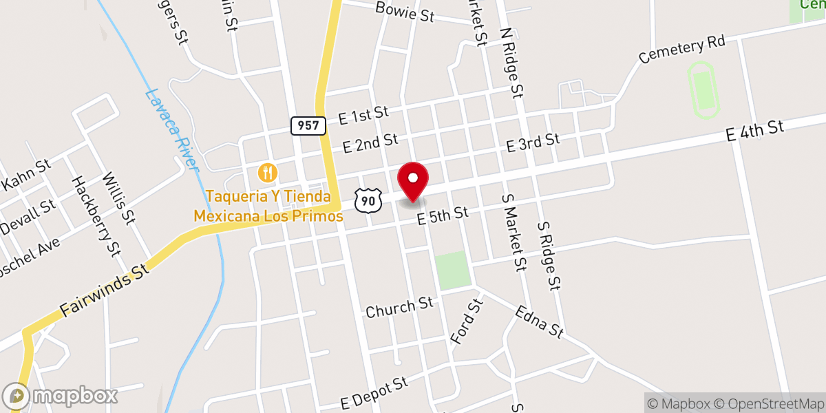 Map showing location of Hallettsville Methodist Church