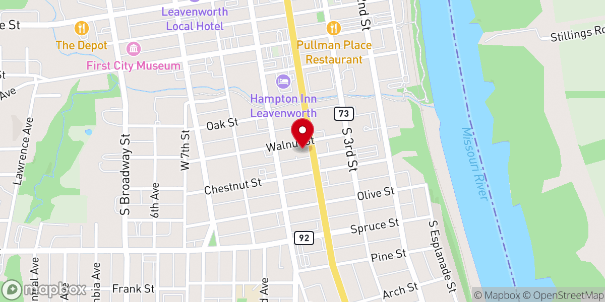 Map showing location of First Presbyterian Church