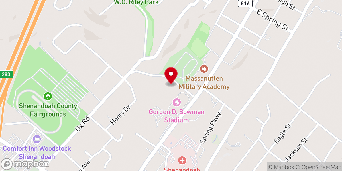 Map showing location of Fellowship Bible Church Shenandoah