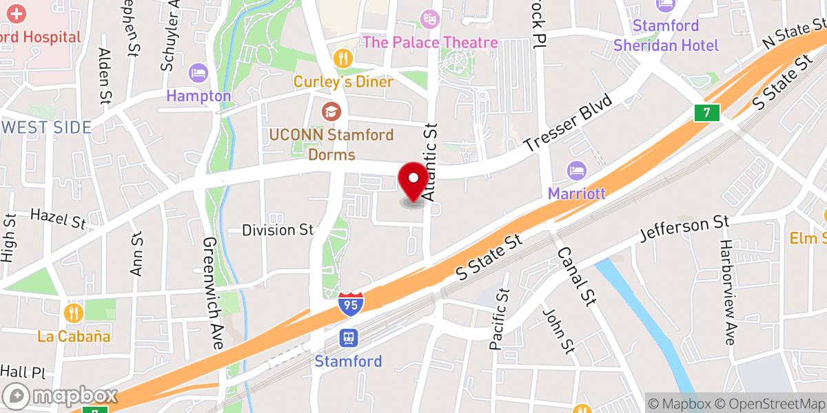 Map showing location of Stamford, CT 06904