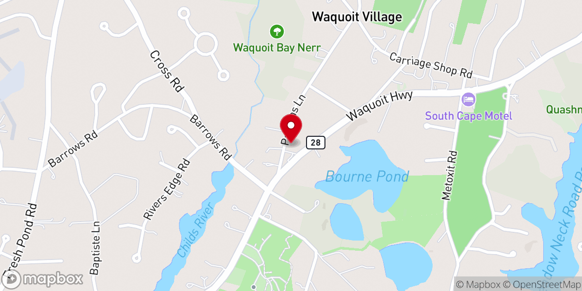Map showing location of The Waquoit Thrift Shop