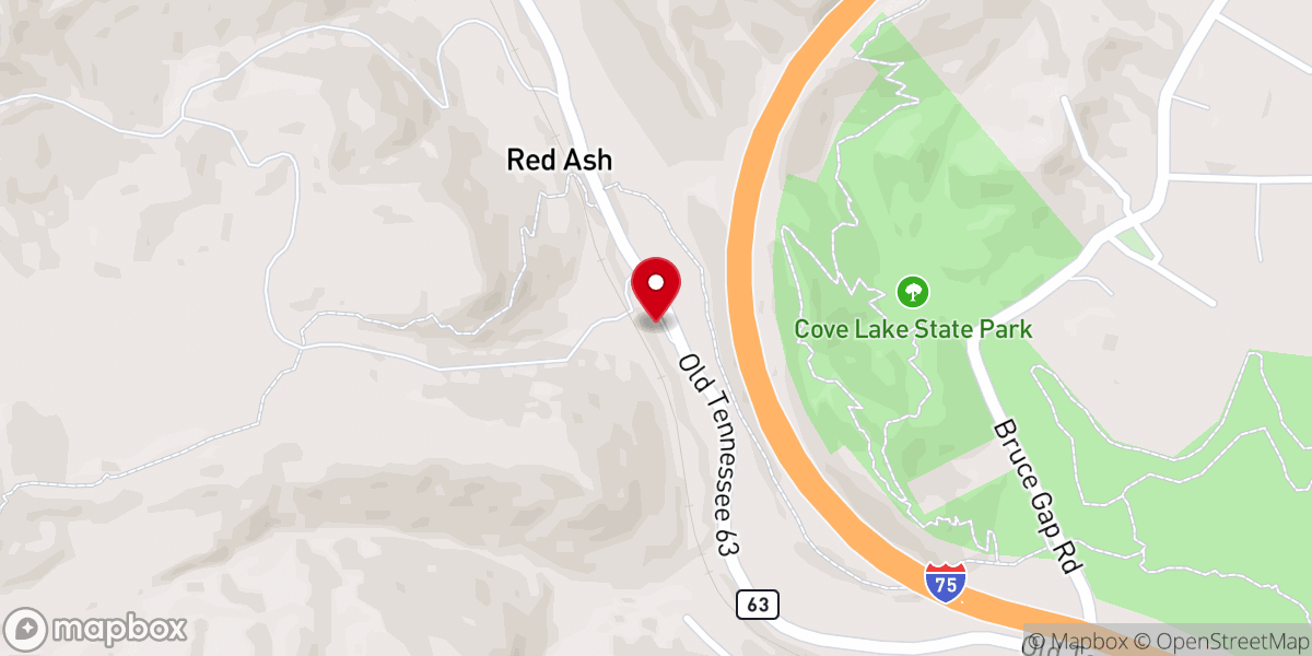 Map showing location of Red Ash Baptist Church