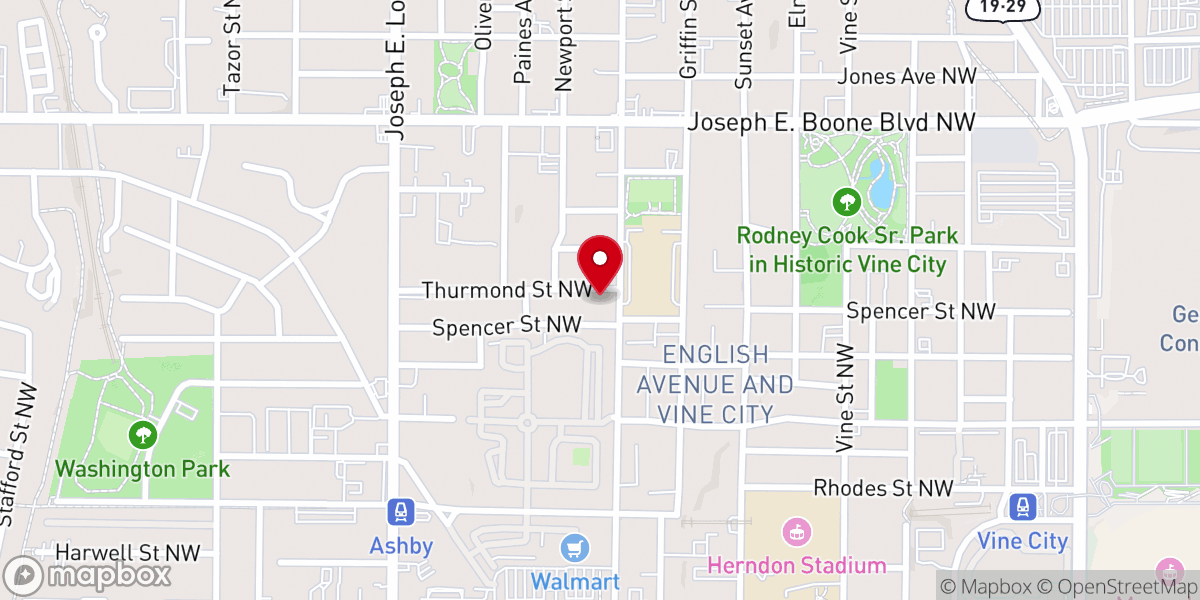 Map showing location of Greater Bethany Baptist Church