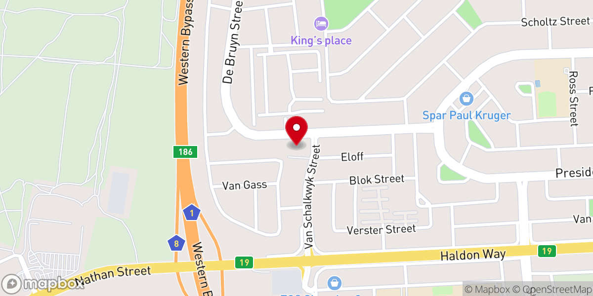 Map showing location of NG Kerk - Universitas-Wes
