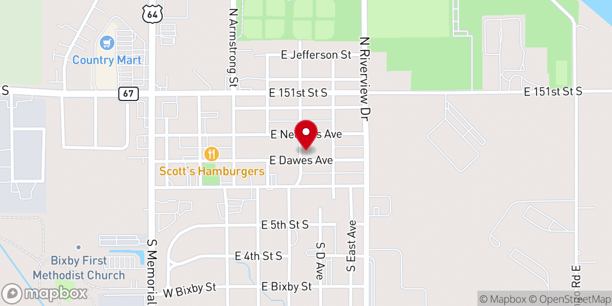 Map showing location of First Assembly of God