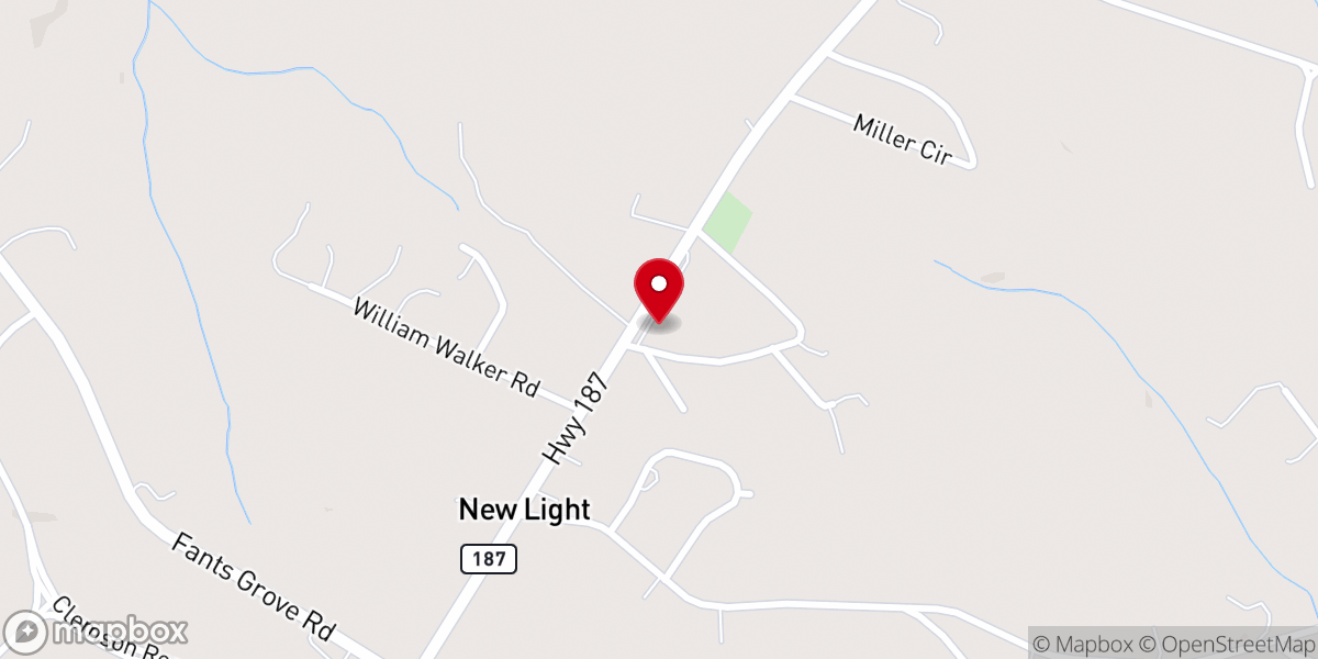 Map showing location of New Holly Light Baptist Church