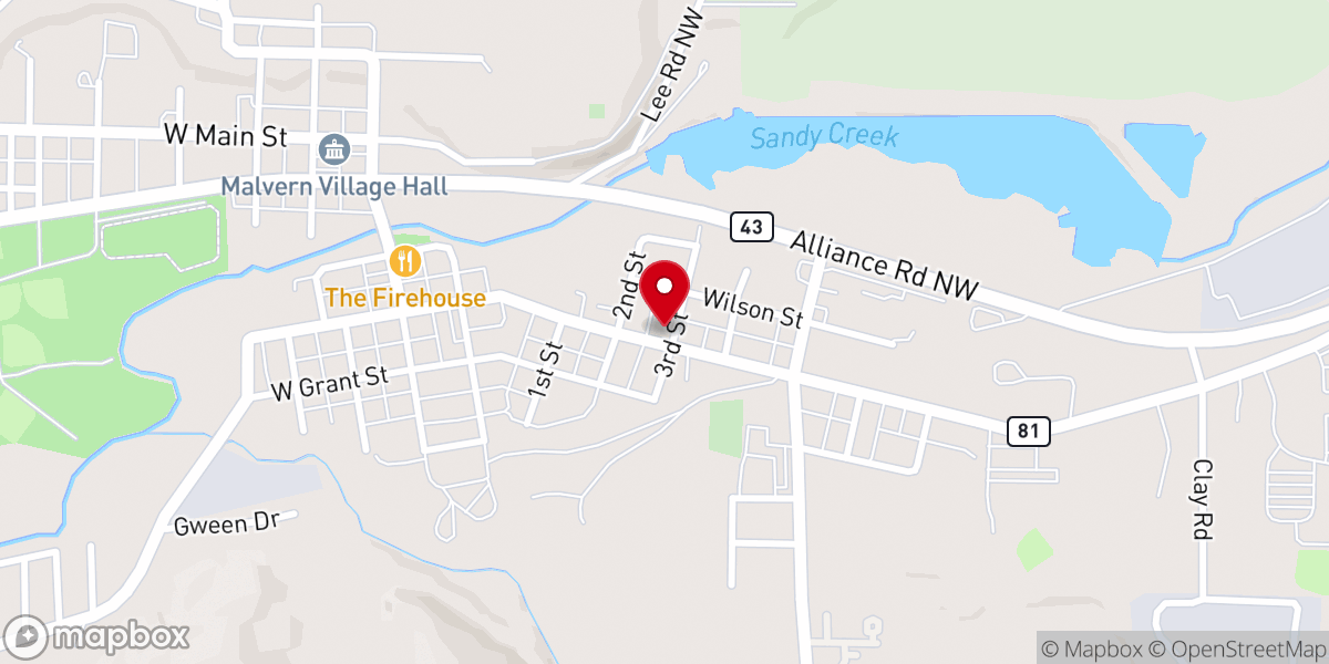 Map showing location of New Vine Baptist Church