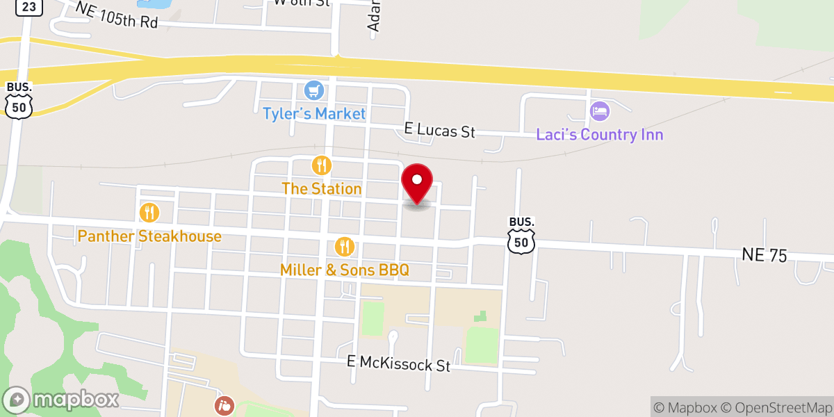 Map showing location of Knob Noster Restoration Branch