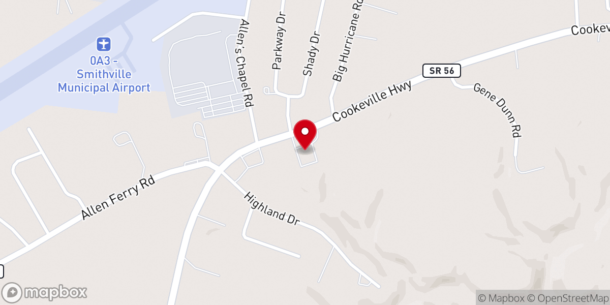 Map showing location of SmithvilleAG Assemblies of God