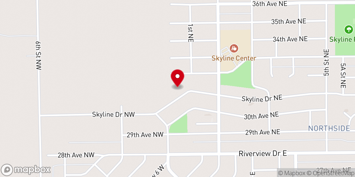 Map showing location of Skyline Baptist Church