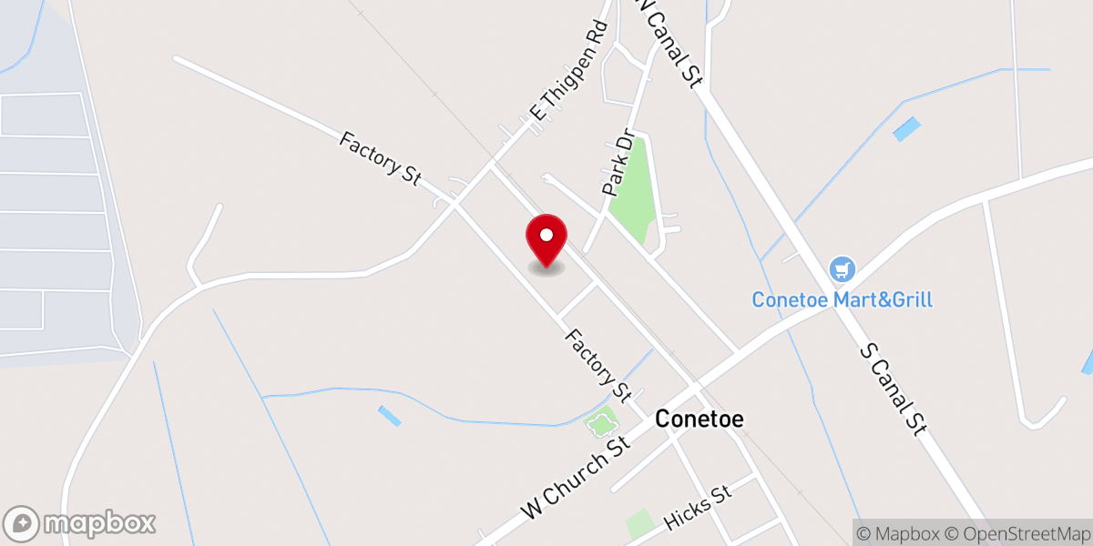 Map showing location of Conetoe Chapel Missionary Baptist Church Inc