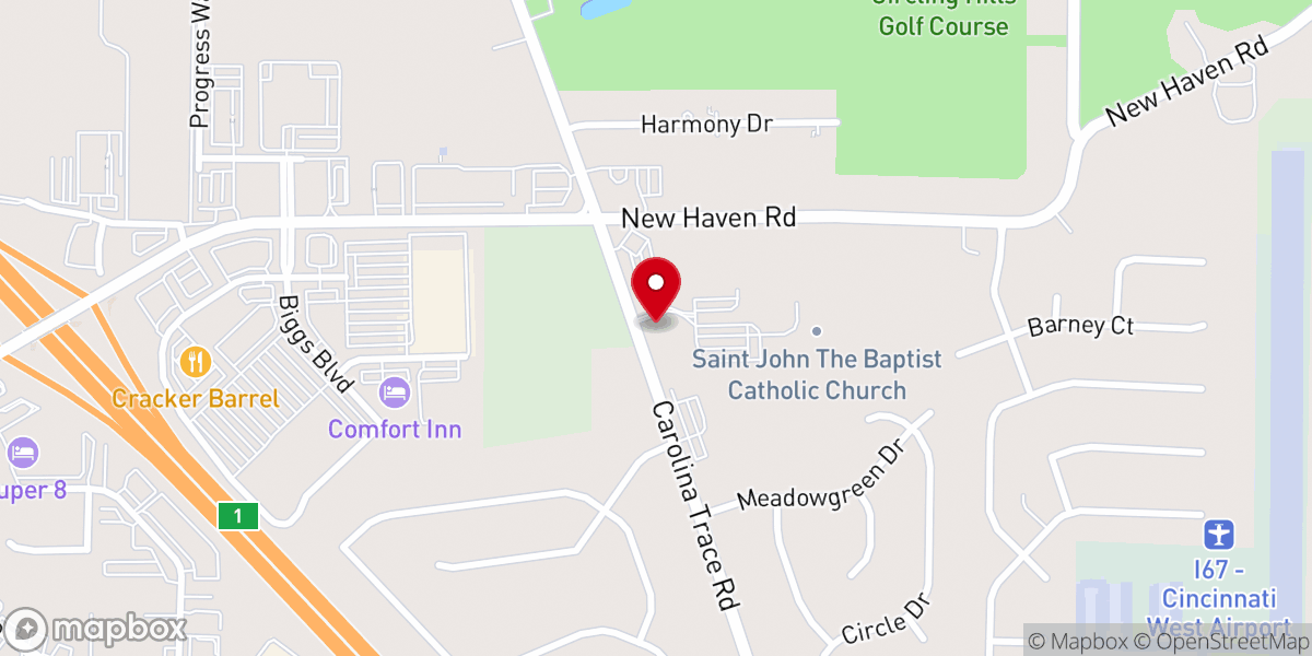 Map showing location of St John the Baptist Church