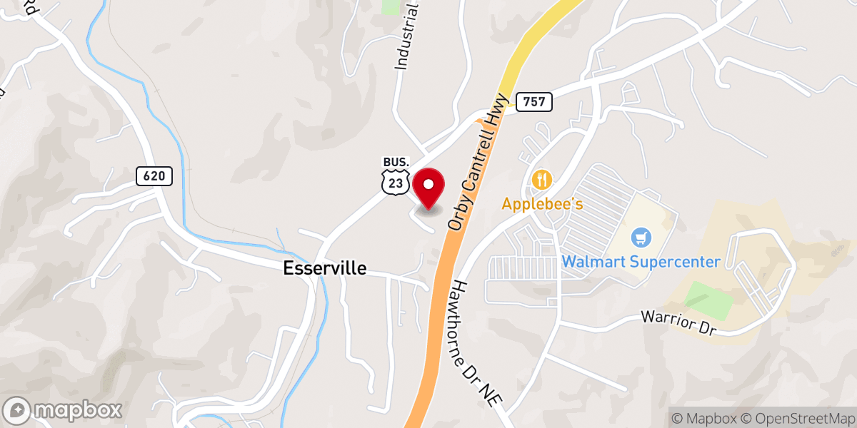 Map showing location of Esserville Community Church