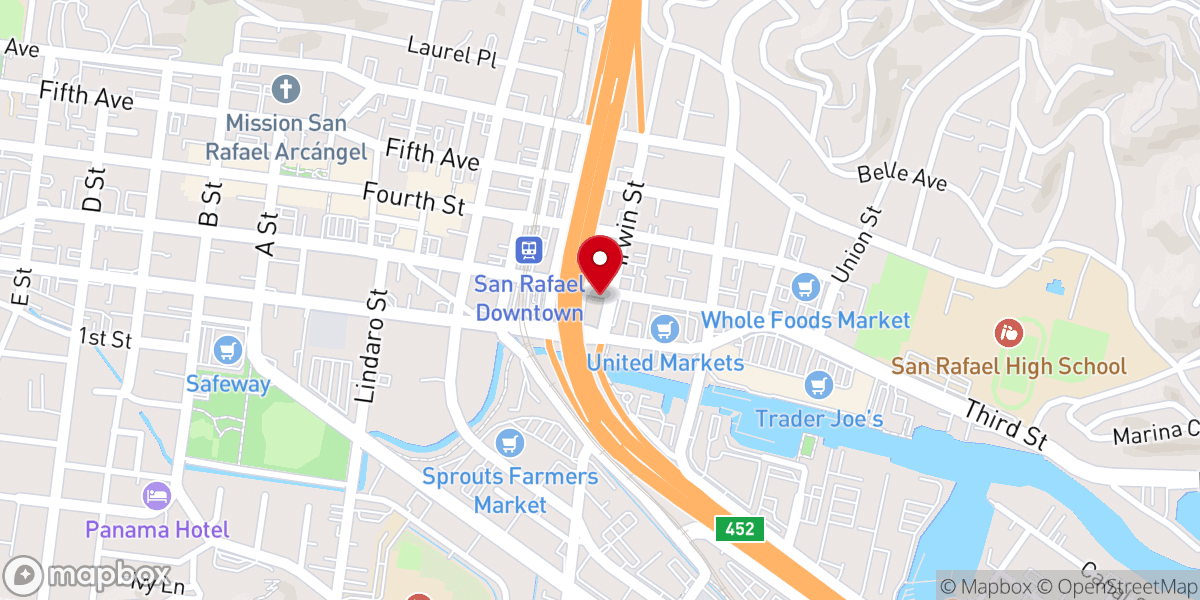 Map showing location of Golden Gate Center for Spiritual Living (GGCSL)