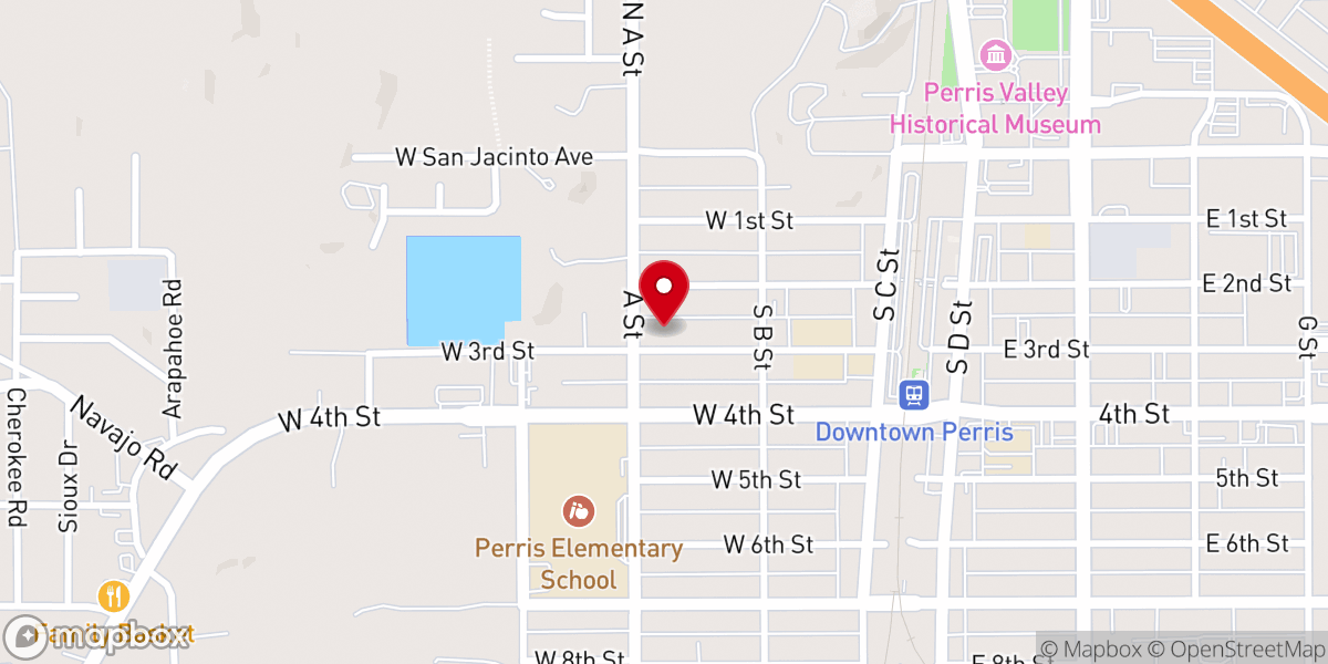 Map showing location of Perris SDA Community Church
