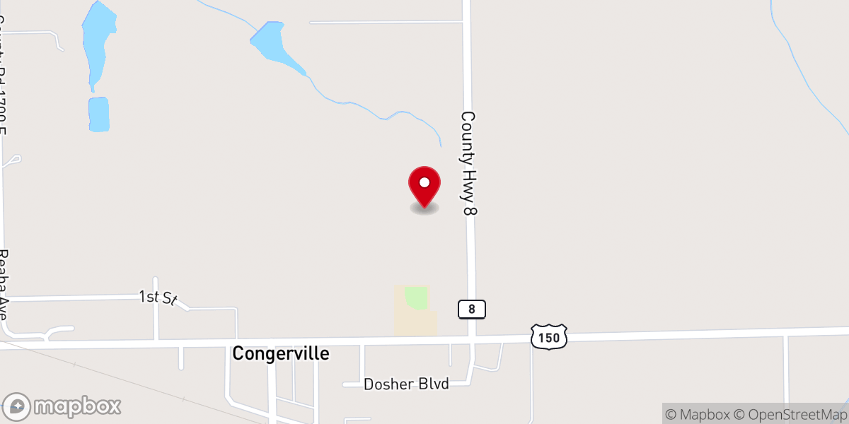Map showing location of Congerville Church