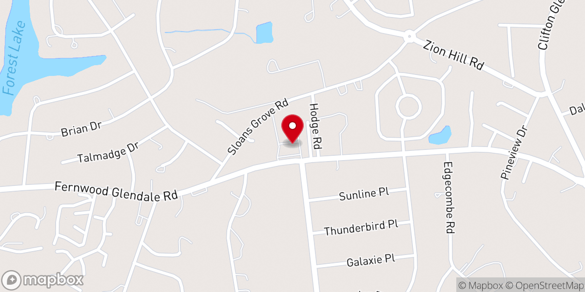 Map showing location of Eastside Baptist Church