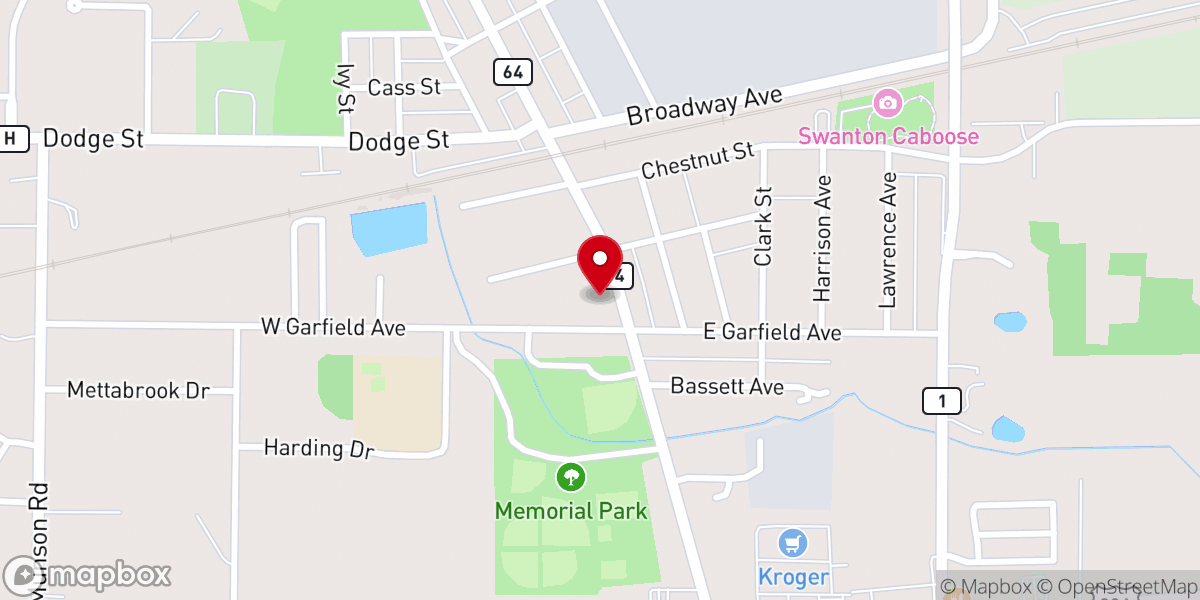 Map showing location of Swanton Baptist Church
