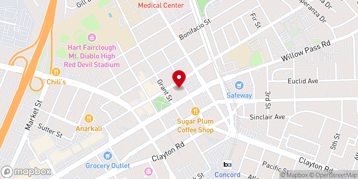 Map showing location of First Presbyterian Church Concord
