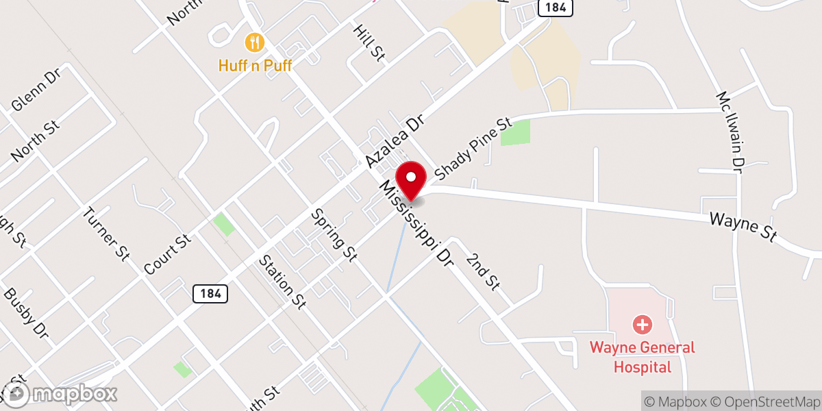 Map showing location of Philadelphus Church