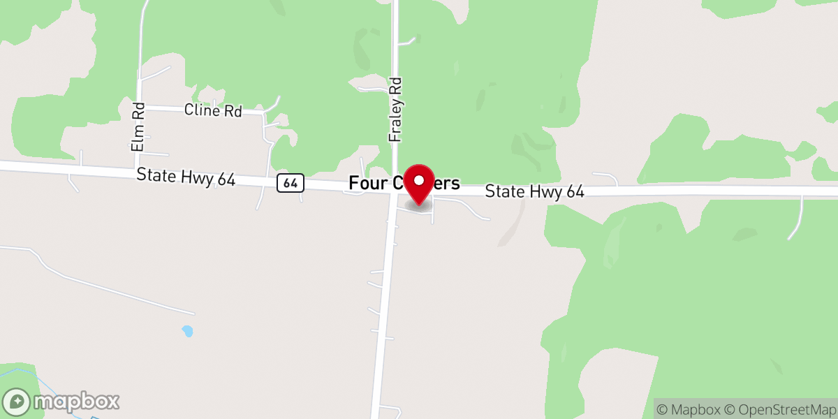 Map showing location of Four Corners Assembly of God