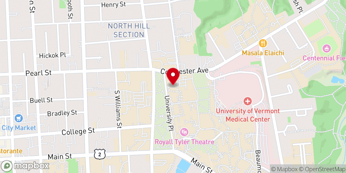 Map showing location of Ira Allen Chapel