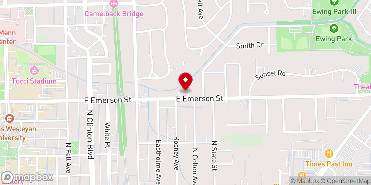 Map showing location of Bloomington Bible Church