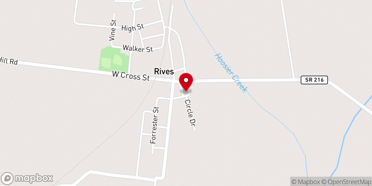 Map showing location of Rives City Hall