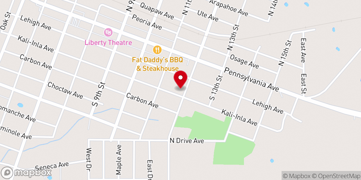 Map showing location of 12th Street Church of Christ