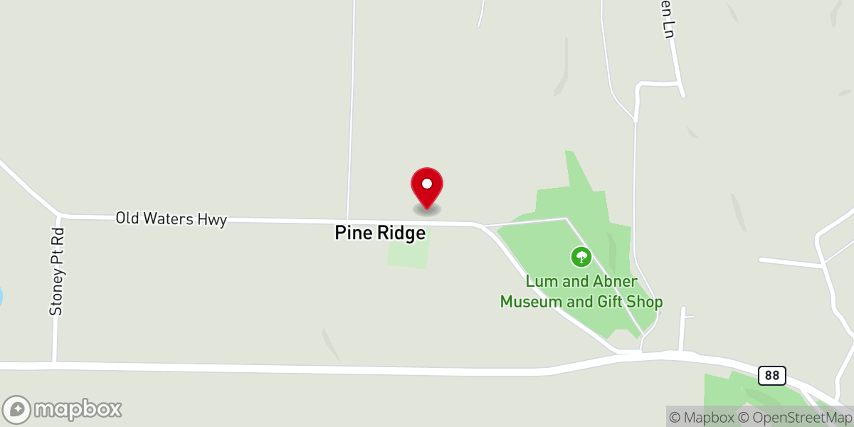 Map showing location of Pine Ridge Baptist Church