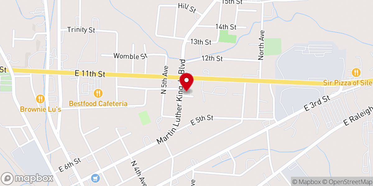 Map showing location of First Missionary Baptist Church