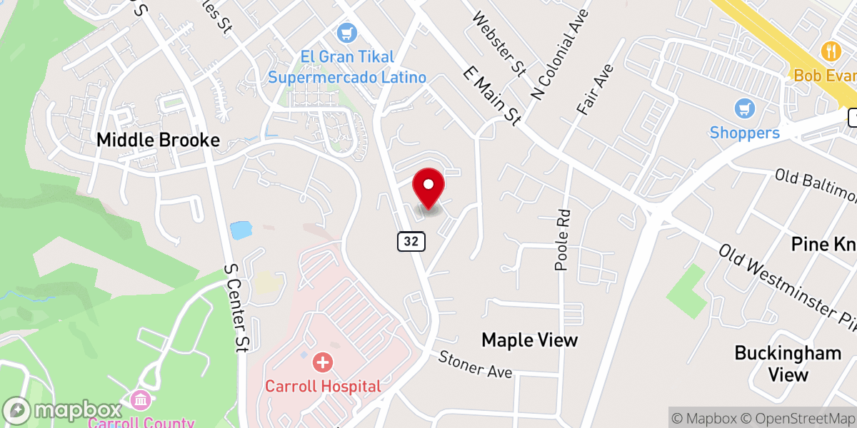 Map showing location of First Presbyterian Church of Westminster